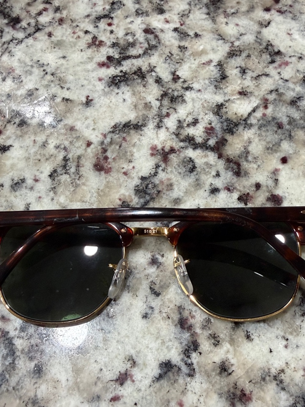 Ray-Ban Tortoise & Gold Clubmaster Sunglasses with Dark Green Lenses - Picture 3 of 8